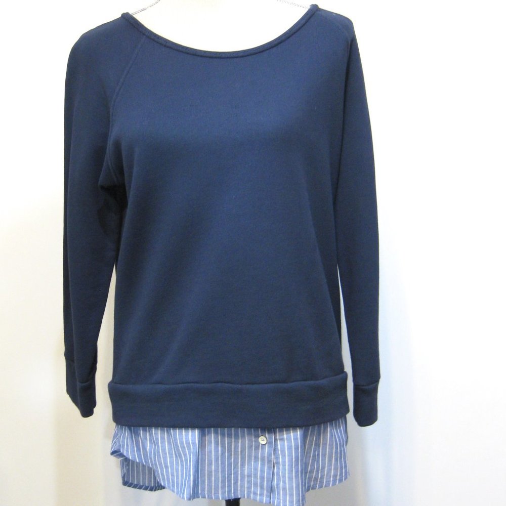 Velvet by Graham & Spencer Blue Layered Sweatshirt Top Size Small